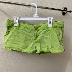 Low rise green shorts